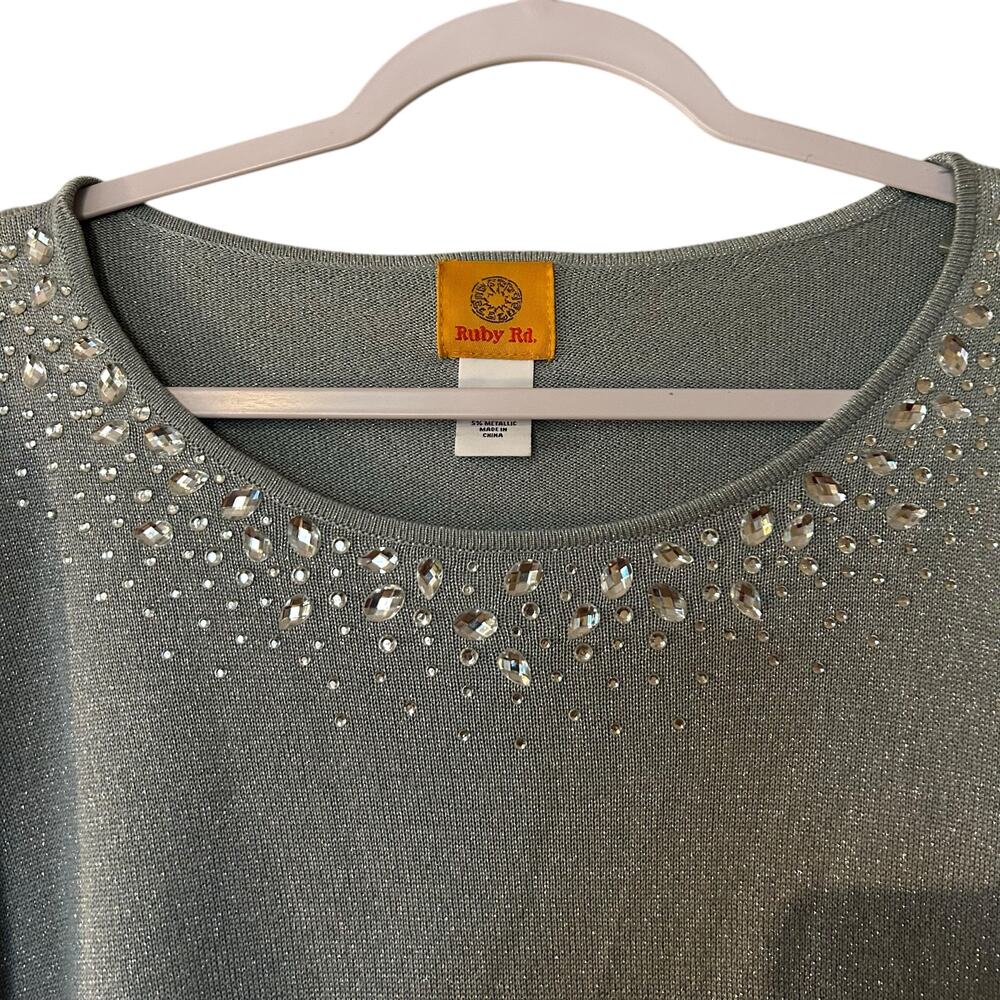 Ruby Rd. Sweater Top NWT Aqua Sparkling Metallic … - image 3